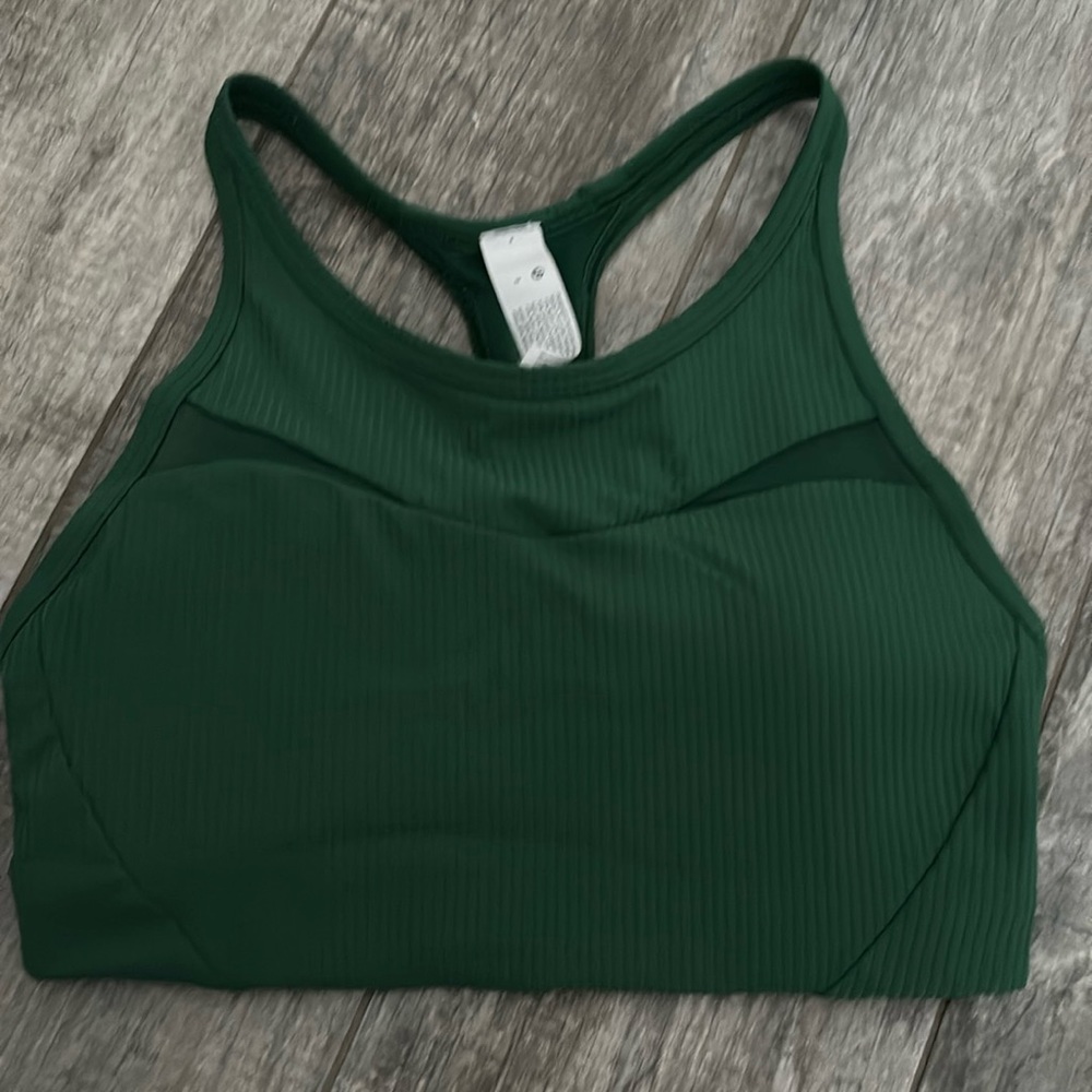 Lululemon high neck dark Green Sports Bra- Size 2